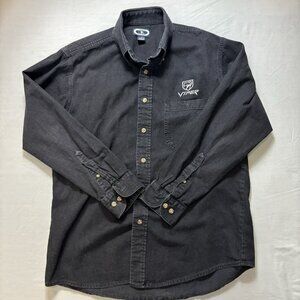 Three Rivers Black Denim Shirt Men Medium Dodge Viper Logo button down LS